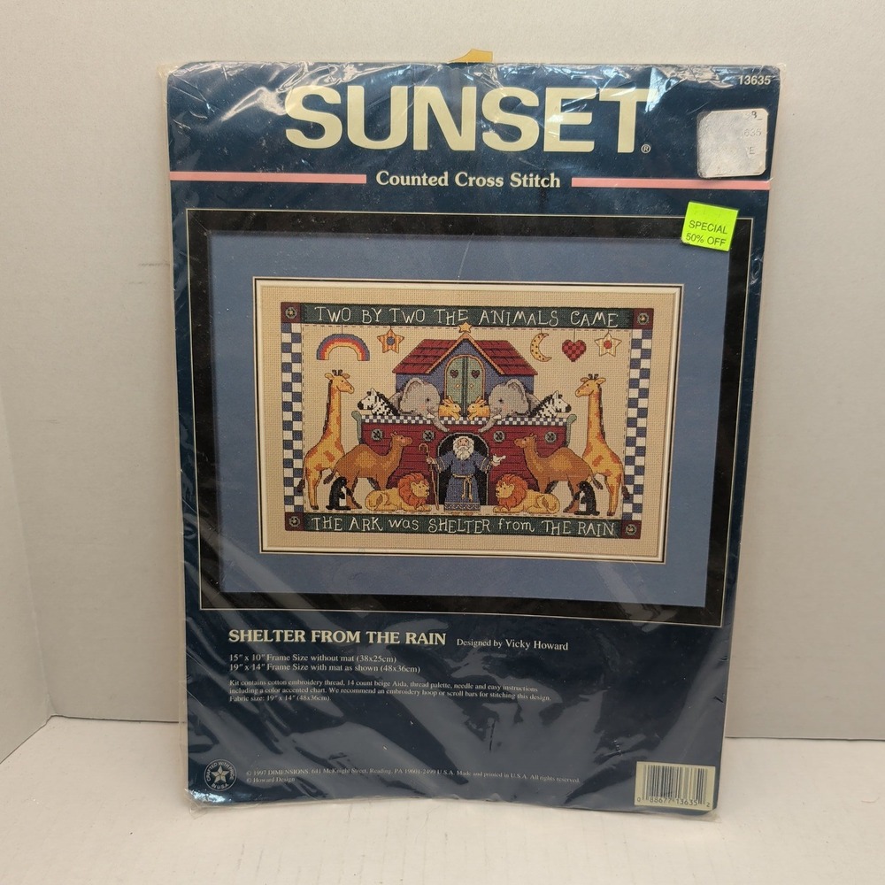 Sunset Counted Cross Stitch Kit Shelter From The Rain Noahs Ark 13635 1997